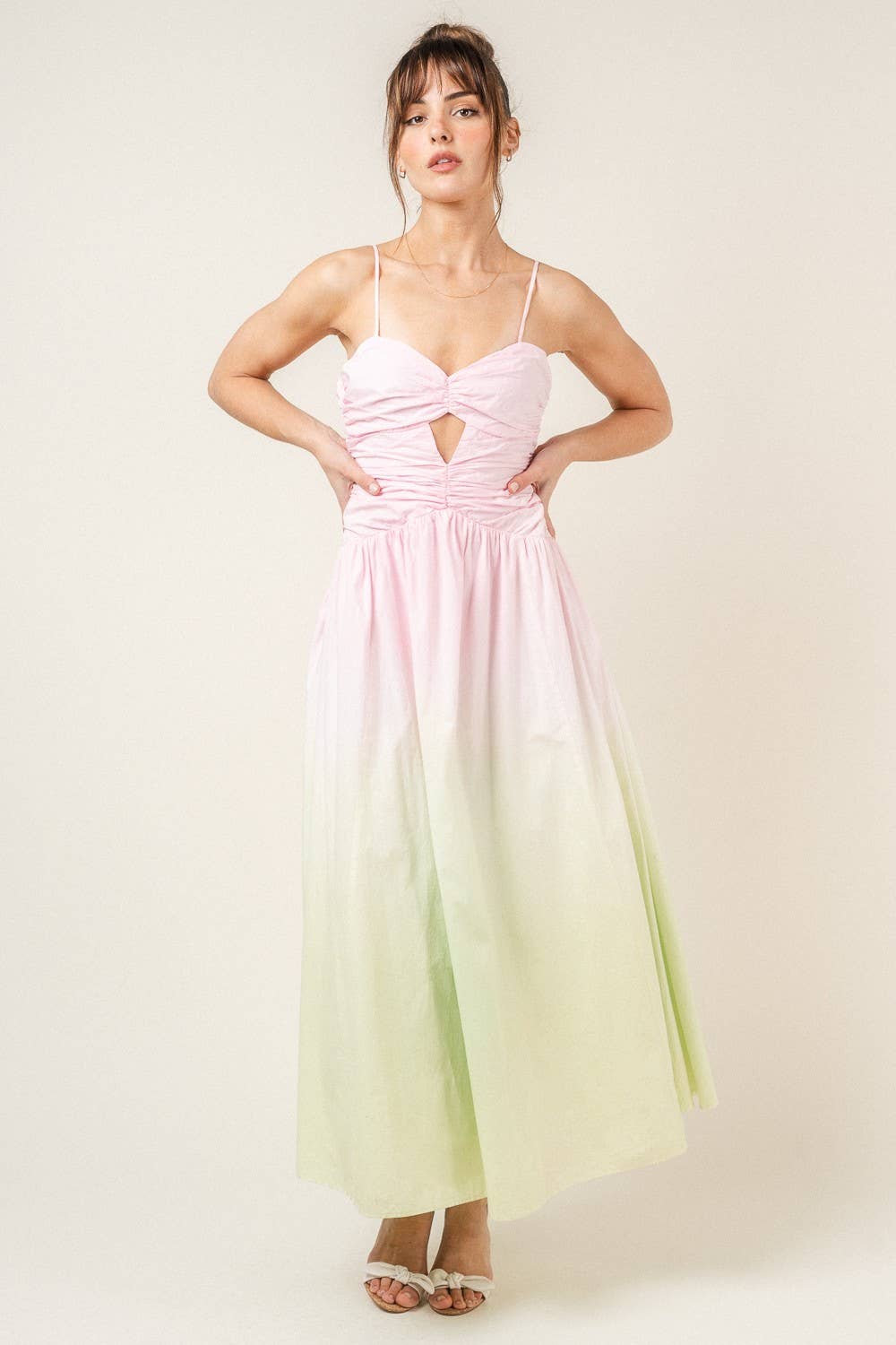 Ombre Maxi Sundress with Front Cut Out - Lolo Viv Boutique