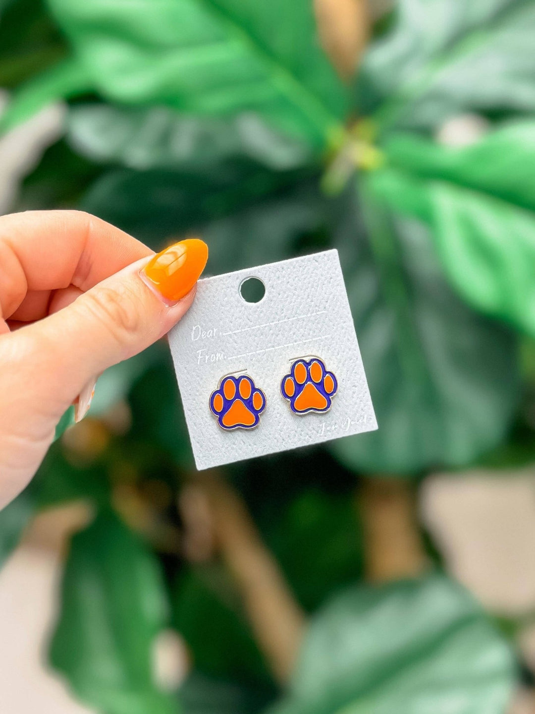 Orange and Purple Paw Print Earrings - Lolo Viv Boutique