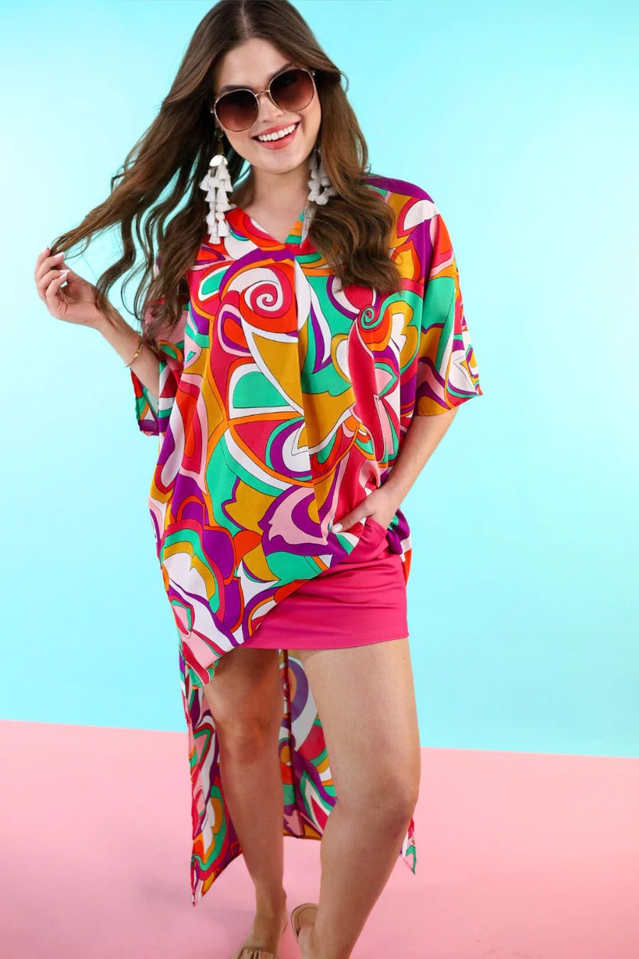 Palm Parade Hi Lo Tunic - Reg & Curvy - Lolo Viv Boutique
