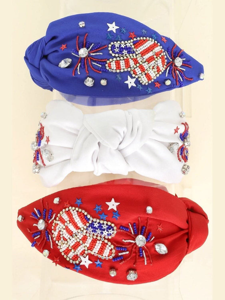 Patriotic Peace Sign Beaded Headband - 3 Colors - Lolo Viv Boutique