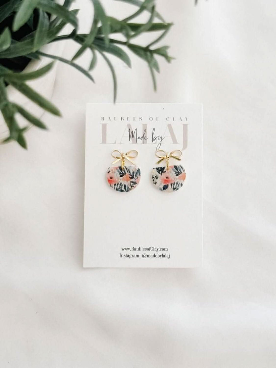 Patterned Bow Dangle Clay Earrings - Lolo Viv Boutique