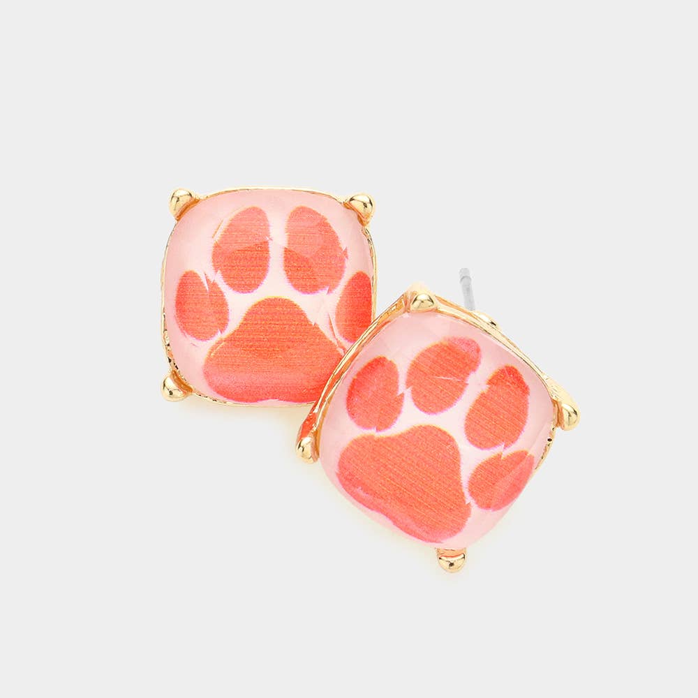 Paw Accented Square Stud Earrings in 2 Colors - Lolo Viv Boutique