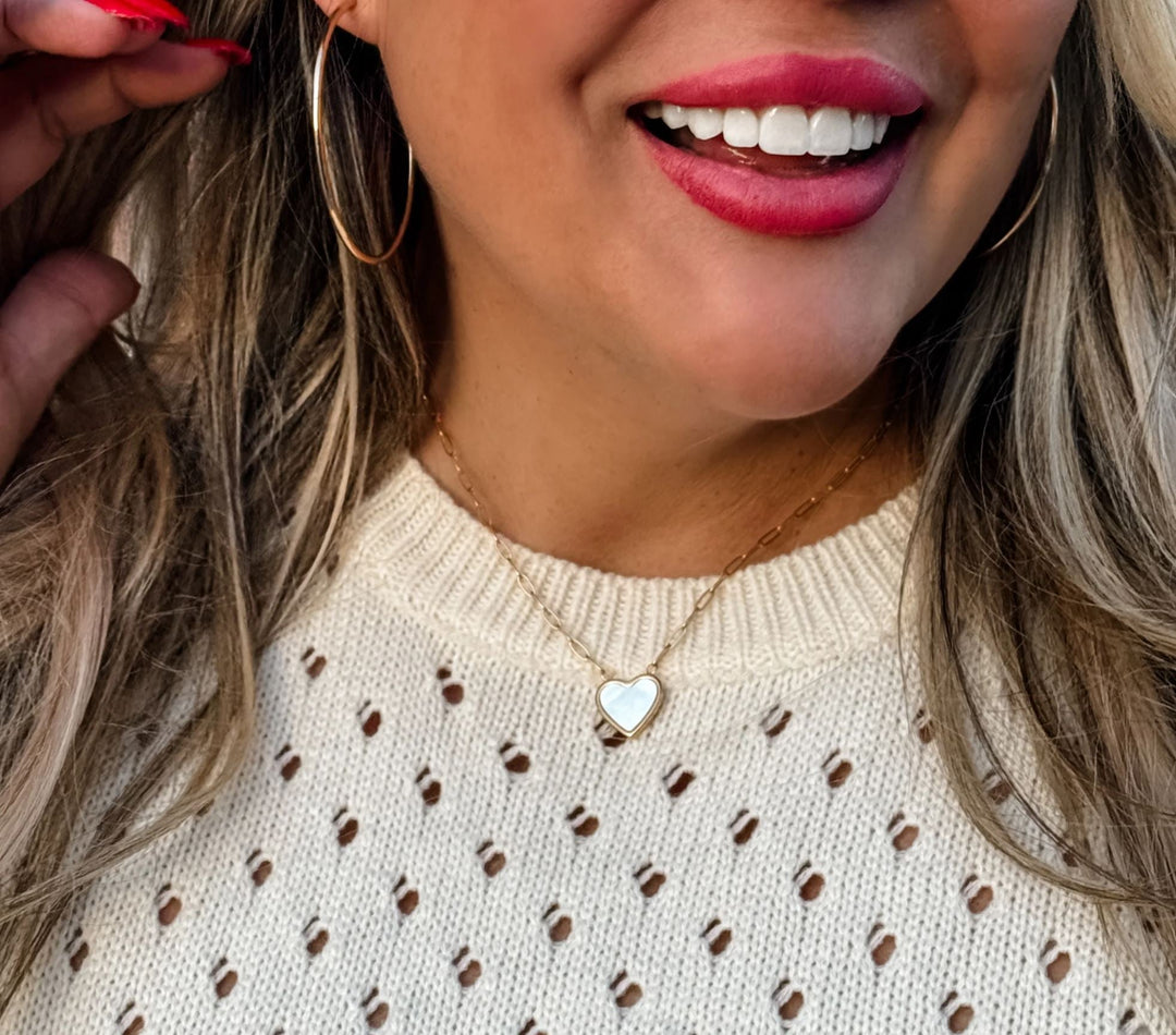 Pearl Shell Heart Gold Necklace - Lolo Viv Boutique