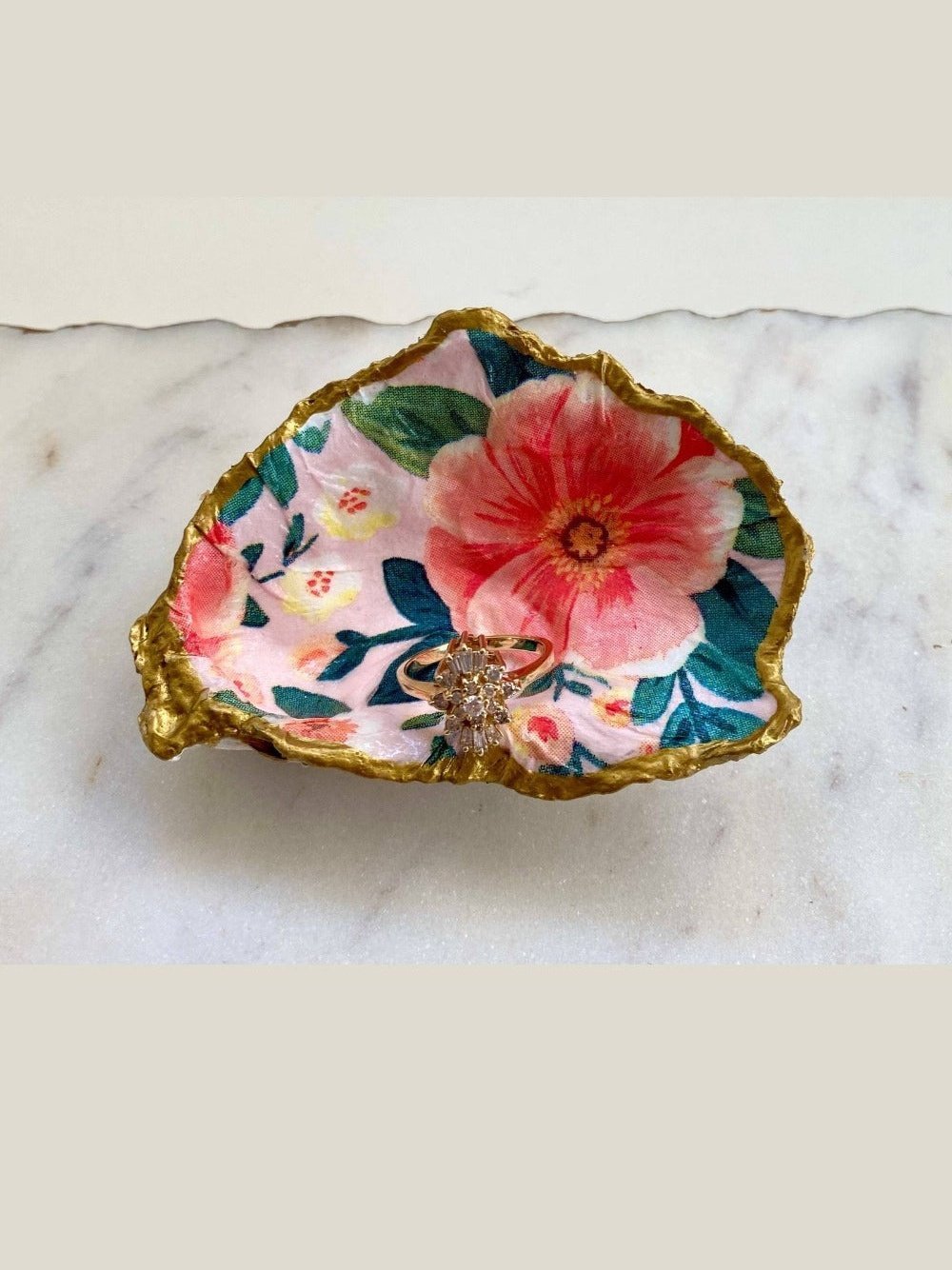 Peony Print Oyster Shell Jewelry Dish - Lolo Viv Boutique