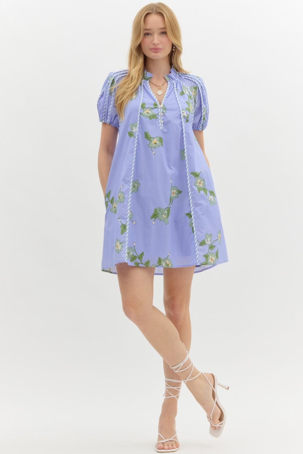 Periwinkle Floral Swing Dress - Lolo Viv Boutique