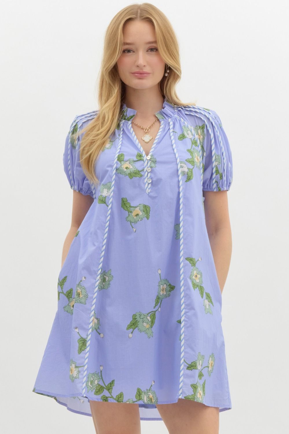 Periwinkle Floral Swing Dress - Lolo Viv Boutique