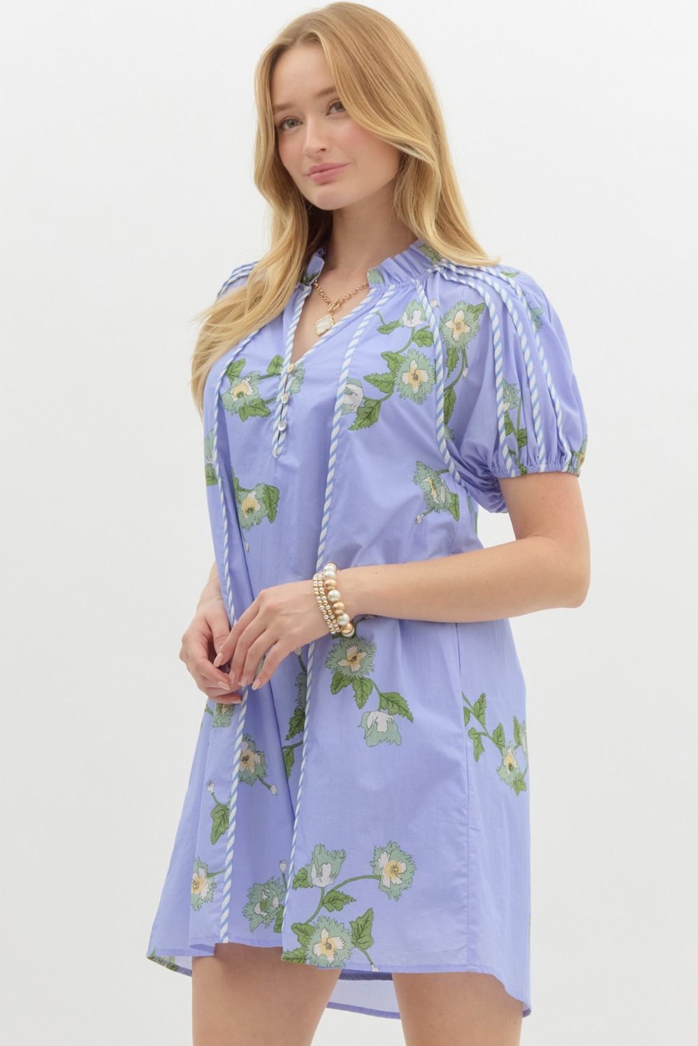 Periwinkle Floral Swing Dress - Lolo Viv Boutique