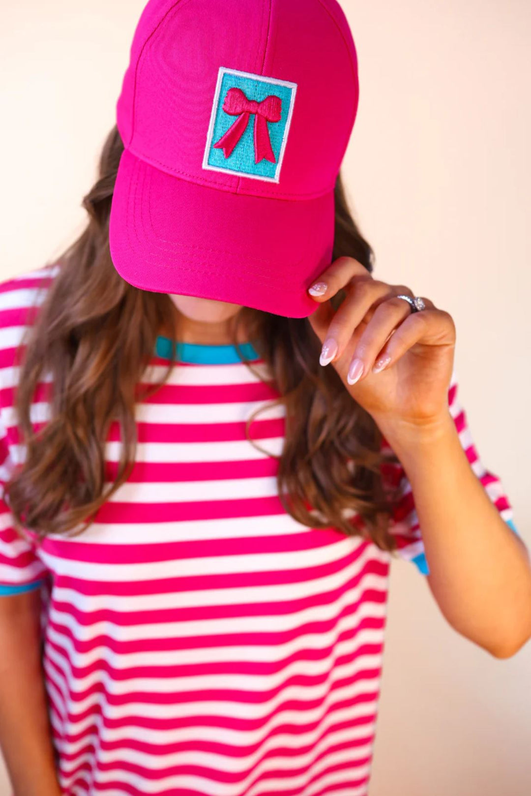 Pink and Teal Bow Hat - Lolo Viv Boutique