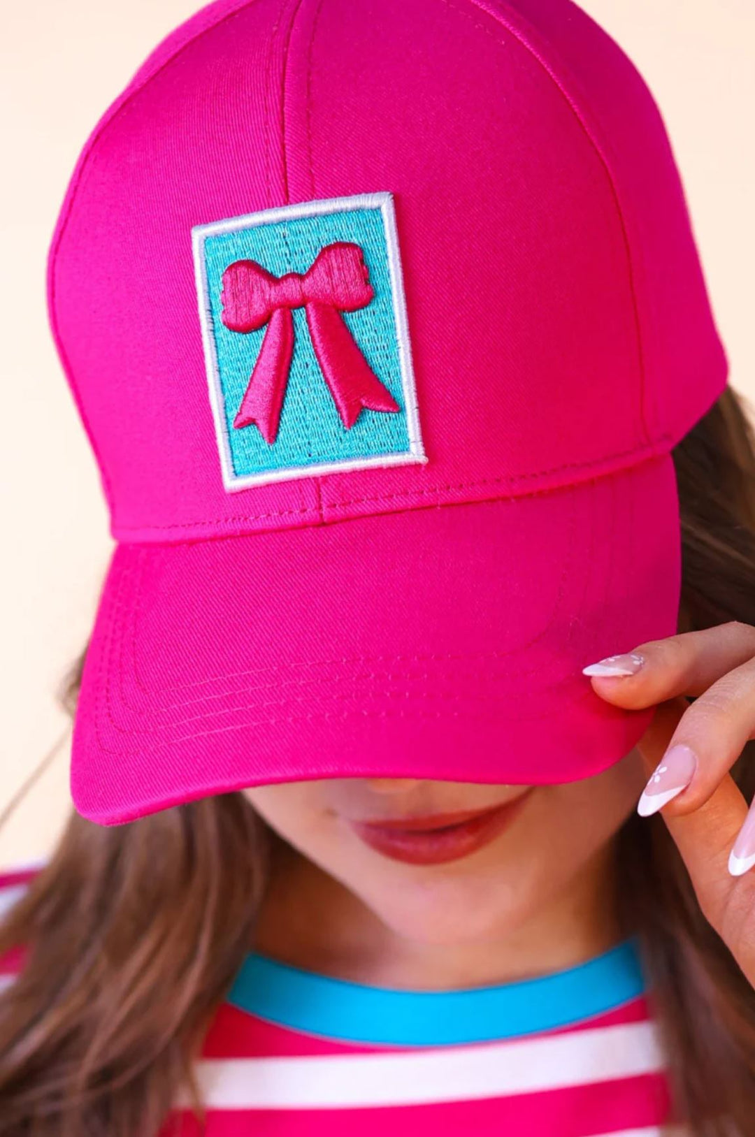 Pink and Teal Bow Hat - Lolo Viv Boutique