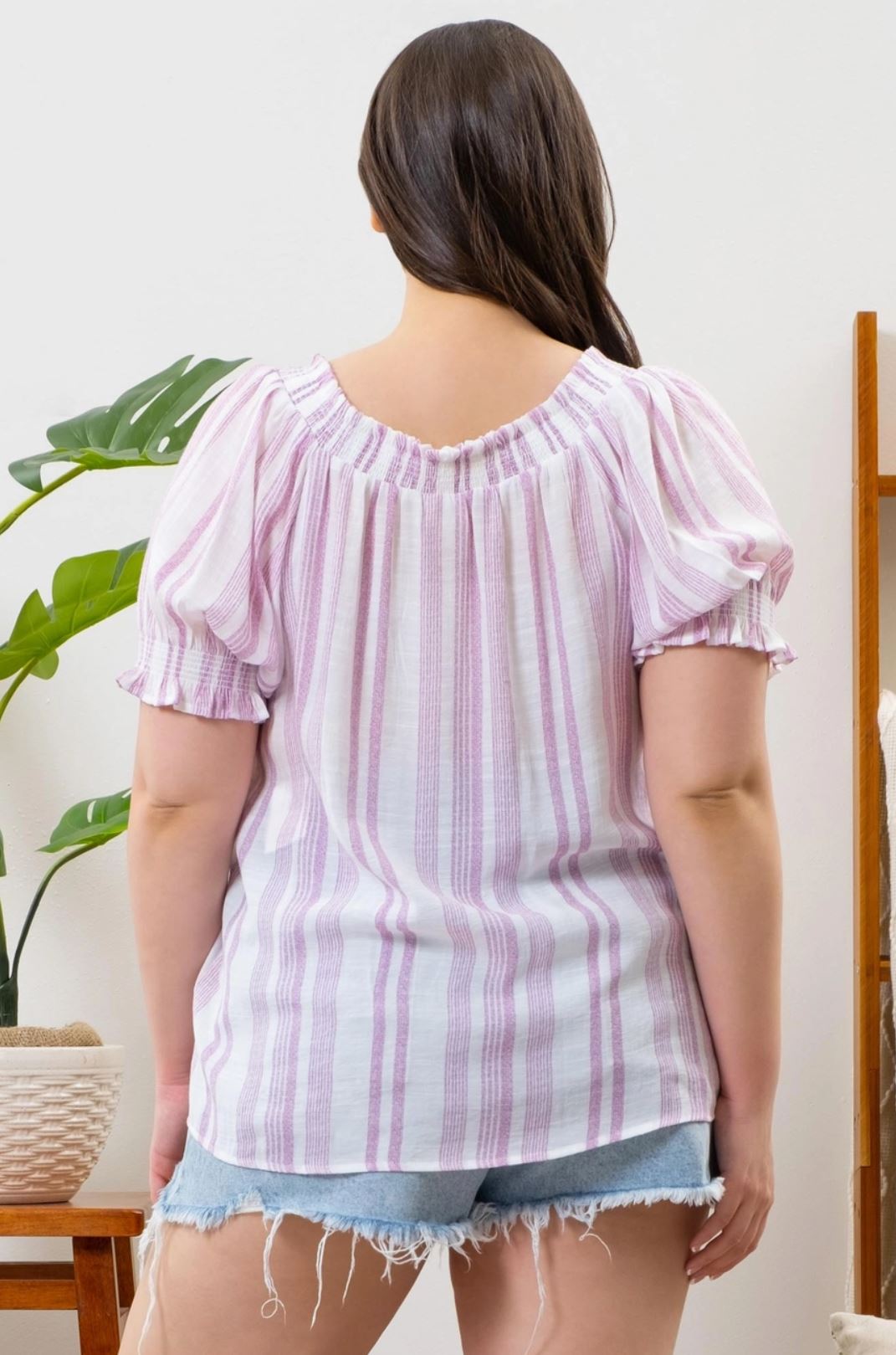 Pink Striped Top - Curvy - Lolo Viv Boutique