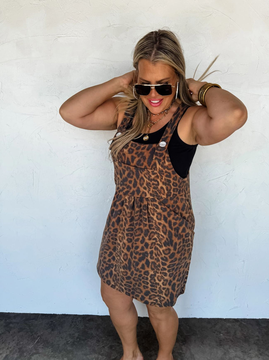 *PREORDER* Cheetah Overall Dress - Reg & Curvy - Lolo Viv Boutique