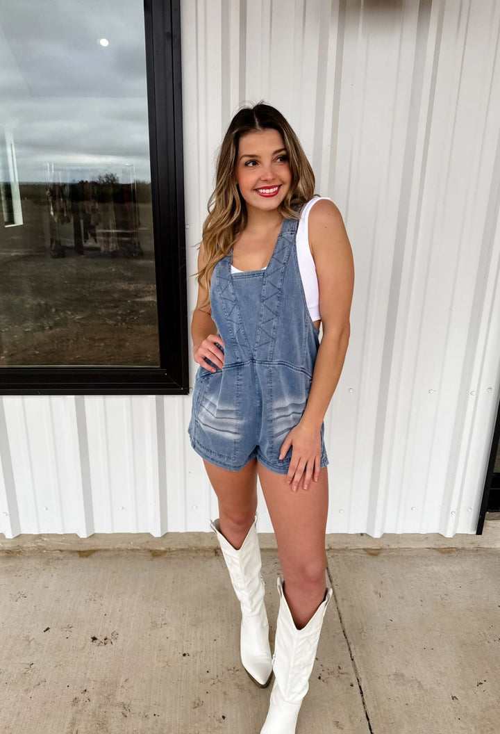 *PREORDER* Daydream Denim Romper - Reg & Curvy - Lolo Viv Boutique