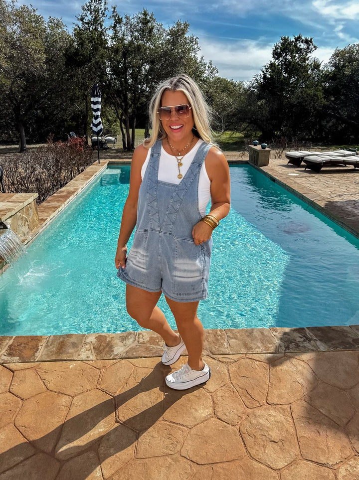 *PREORDER* Daydream Denim Romper - Reg & Curvy - Lolo Viv Boutique