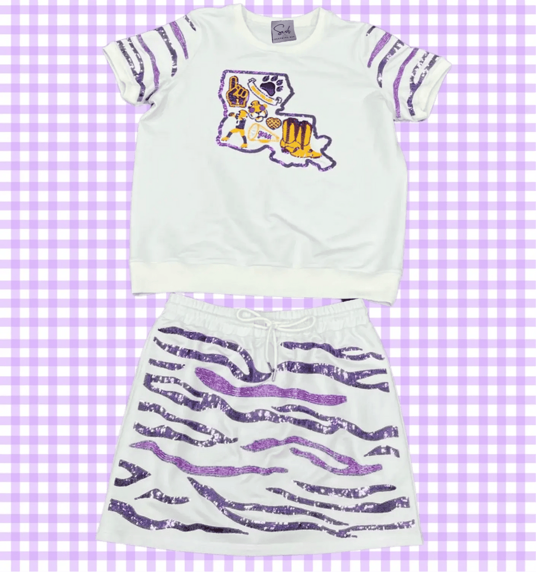 *PREORDER* Gameday Tiger Sequin Stripe LSU Set - Reg & Curvy - Lolo Viv Boutique