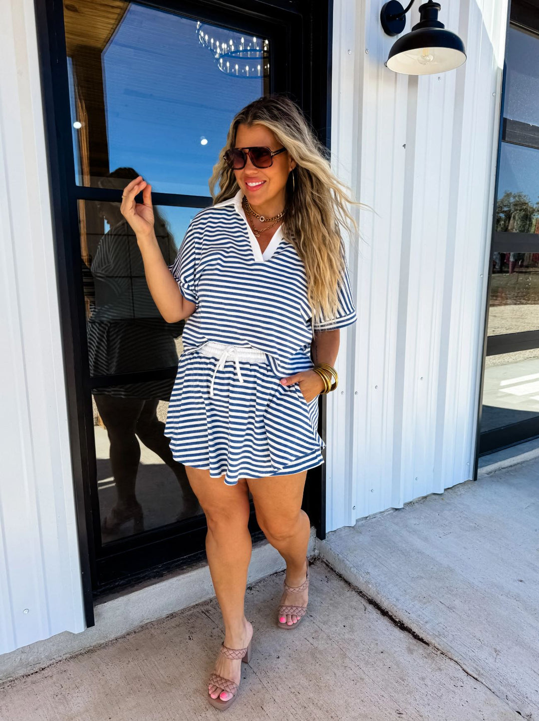 *PREORDER* Harbor Stripe Skort Set - Reg & Curvy - Lolo Viv Boutique