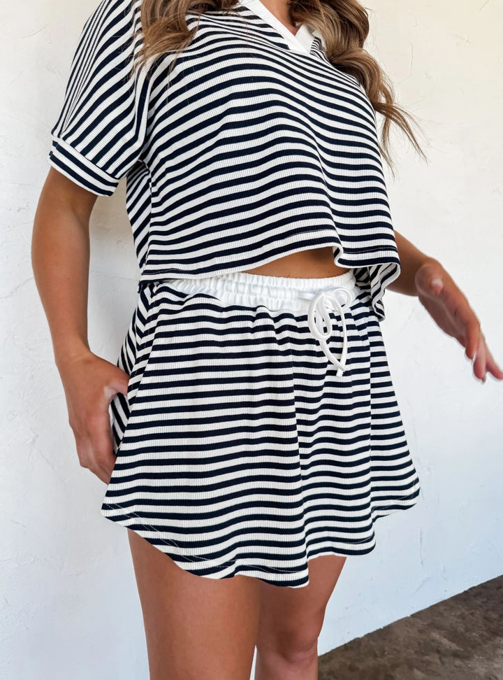 *PREORDER* Harbor Stripe Skort Set - Reg & Curvy - Lolo Viv Boutique