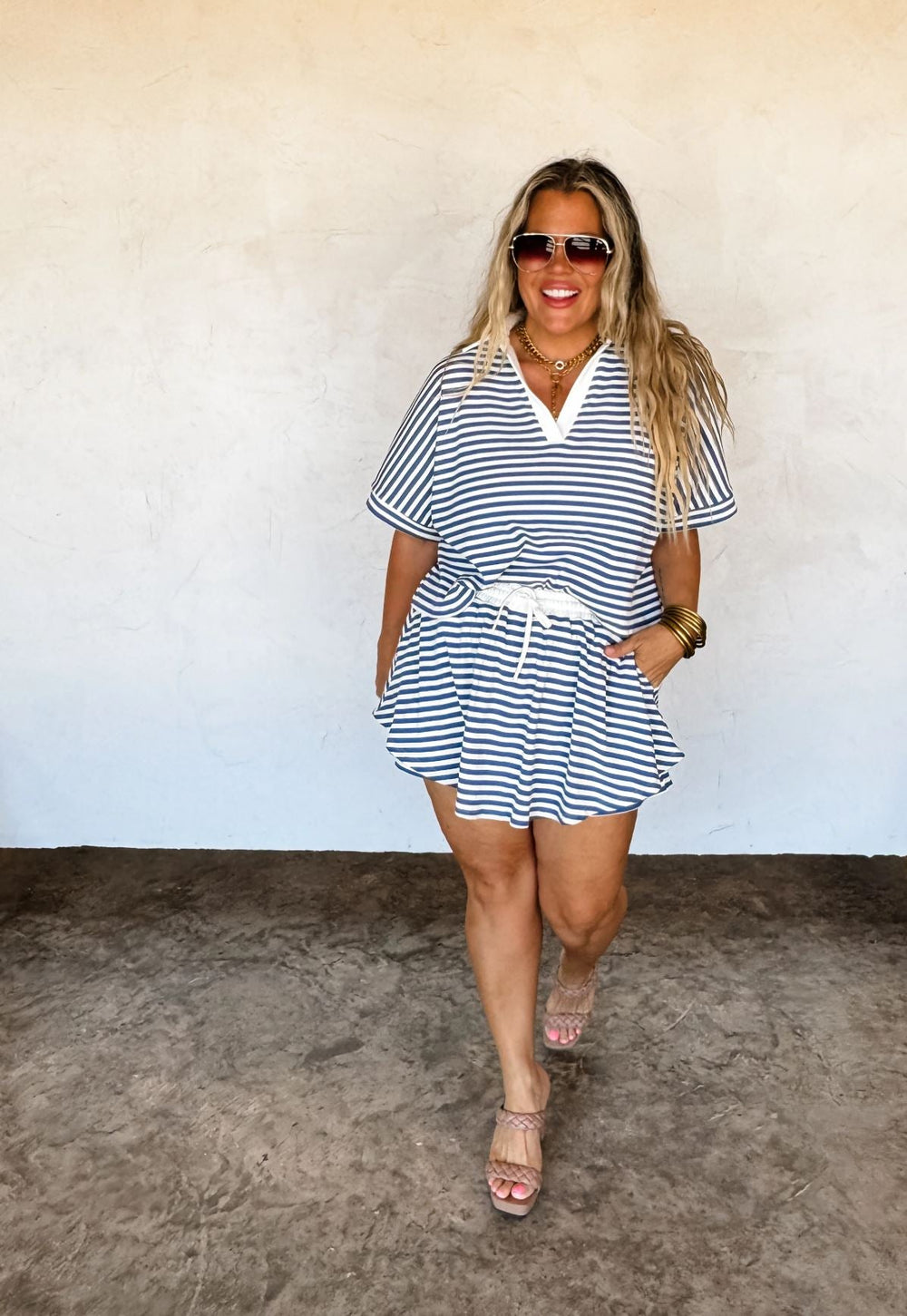 *PREORDER* Harbor Stripe Skort Set - Reg & Curvy - Lolo Viv Boutique