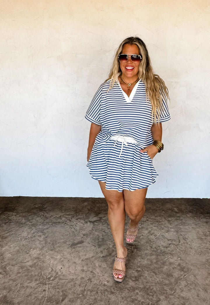 *PREORDER* Harbor Stripe Skort Set - Reg & Curvy - Lolo Viv Boutique