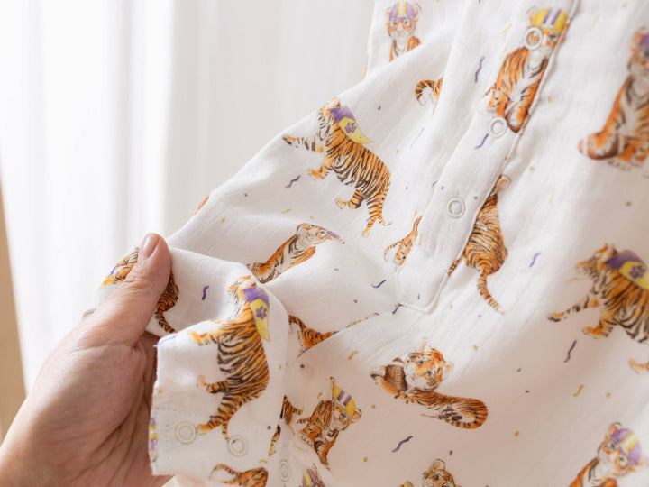 *PREORDER* Kids Purple & Gold Tigers Game Day Shortalls - Lolo Viv Boutique