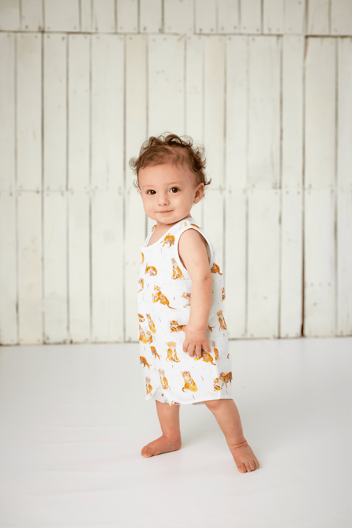 *PREORDER* Kids Purple & Gold Tigers Game Day Shortalls - Lolo Viv Boutique