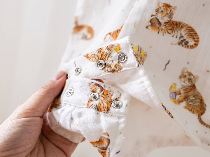 *PREORDER* Kids Purple & Gold Tigers Game Day Shortalls - Lolo Viv Boutique