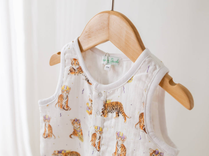 *PREORDER* Kids Purple & Gold Tigers Game Day Shortalls - Lolo Viv Boutique