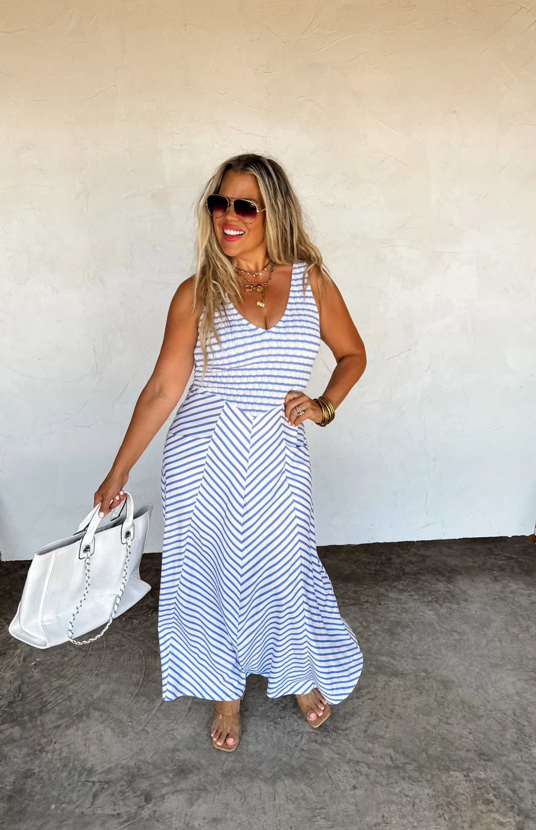 *PREORDER* Luciana Stripe Dress - Reg & Curvy - Lolo Viv Boutique