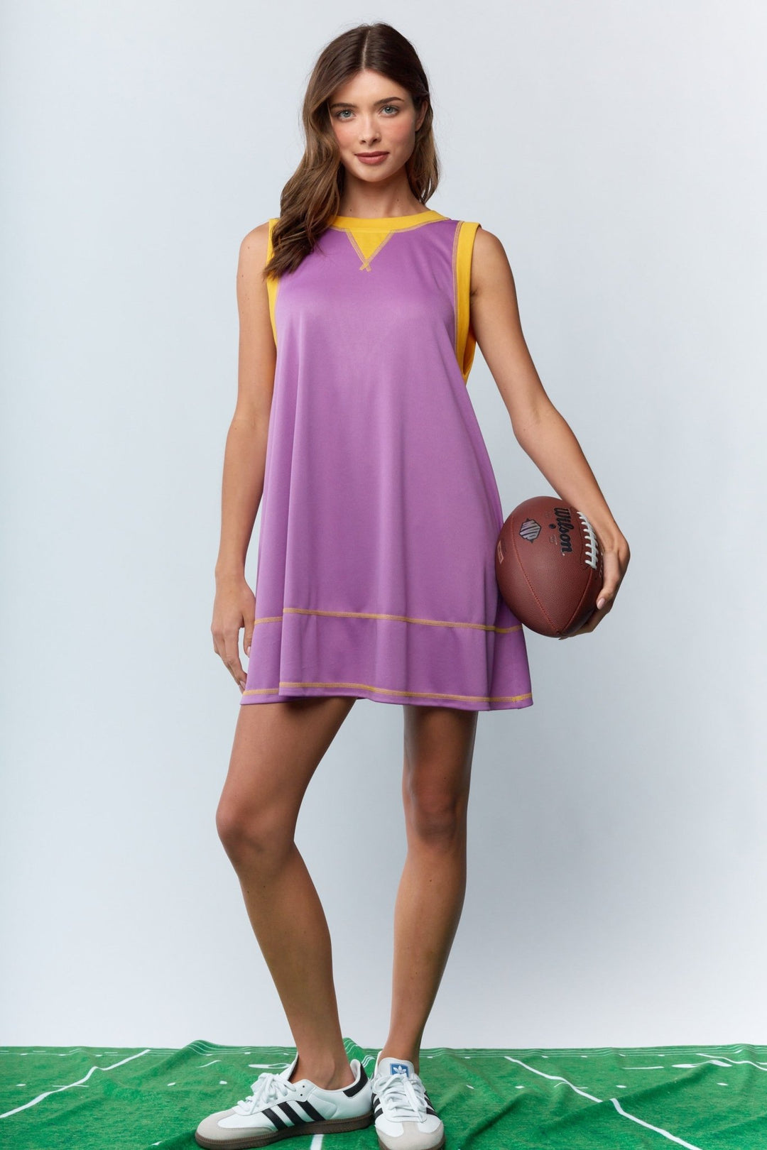 *PREORDER* Purple & Gold Game Day Dress - Lolo Viv Boutique