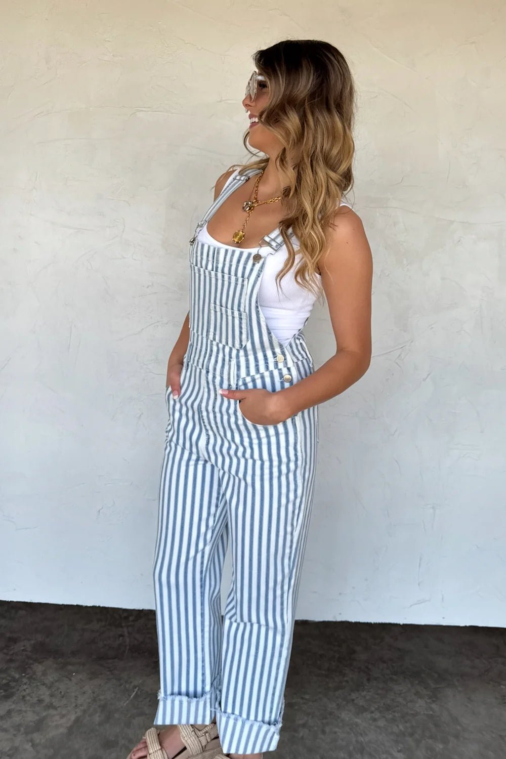 *PREORDER* Striped Crop Wide - Leg Overalls - Reg & Curvy - Lolo Viv Boutique