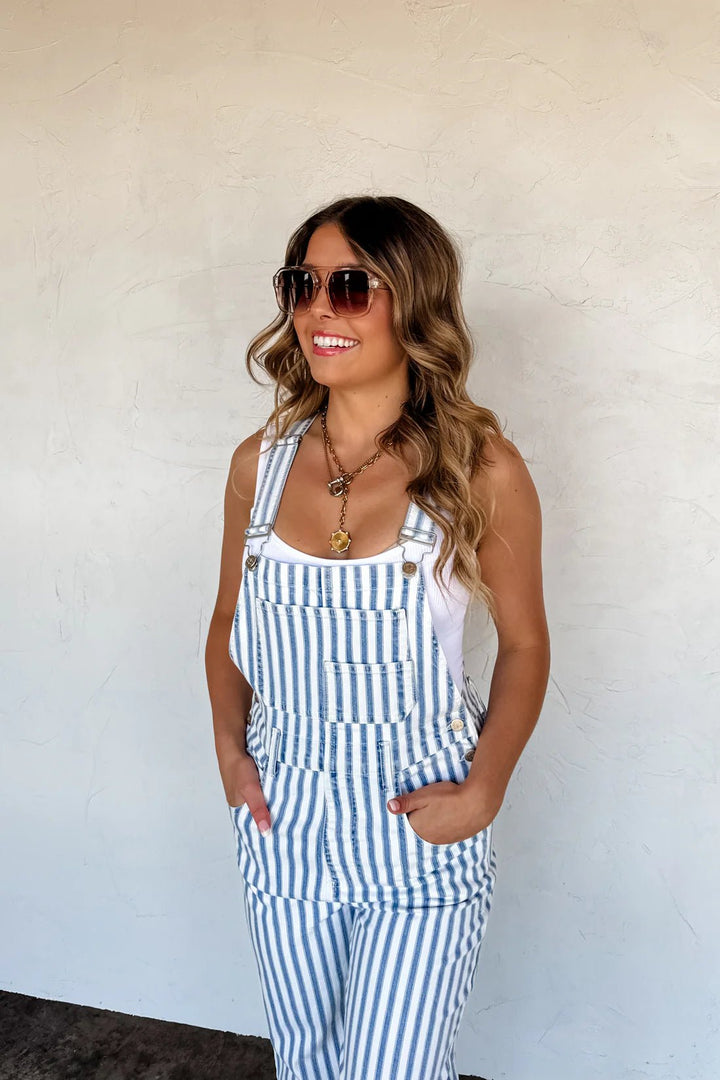 *PREORDER* Striped Crop Wide - Leg Overalls - Reg & Curvy - Lolo Viv Boutique
