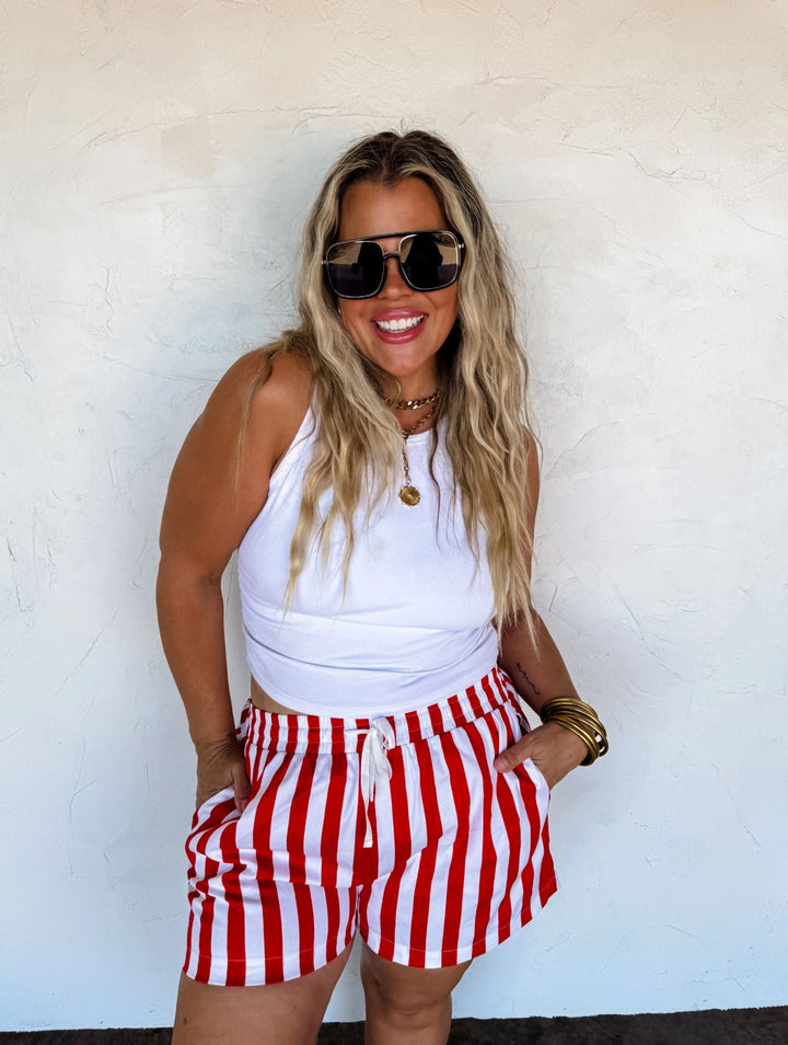*PREORDER* Striped Patriotic Shorts in 2 Colors - Reg & Curvy - Lolo Viv Boutique
