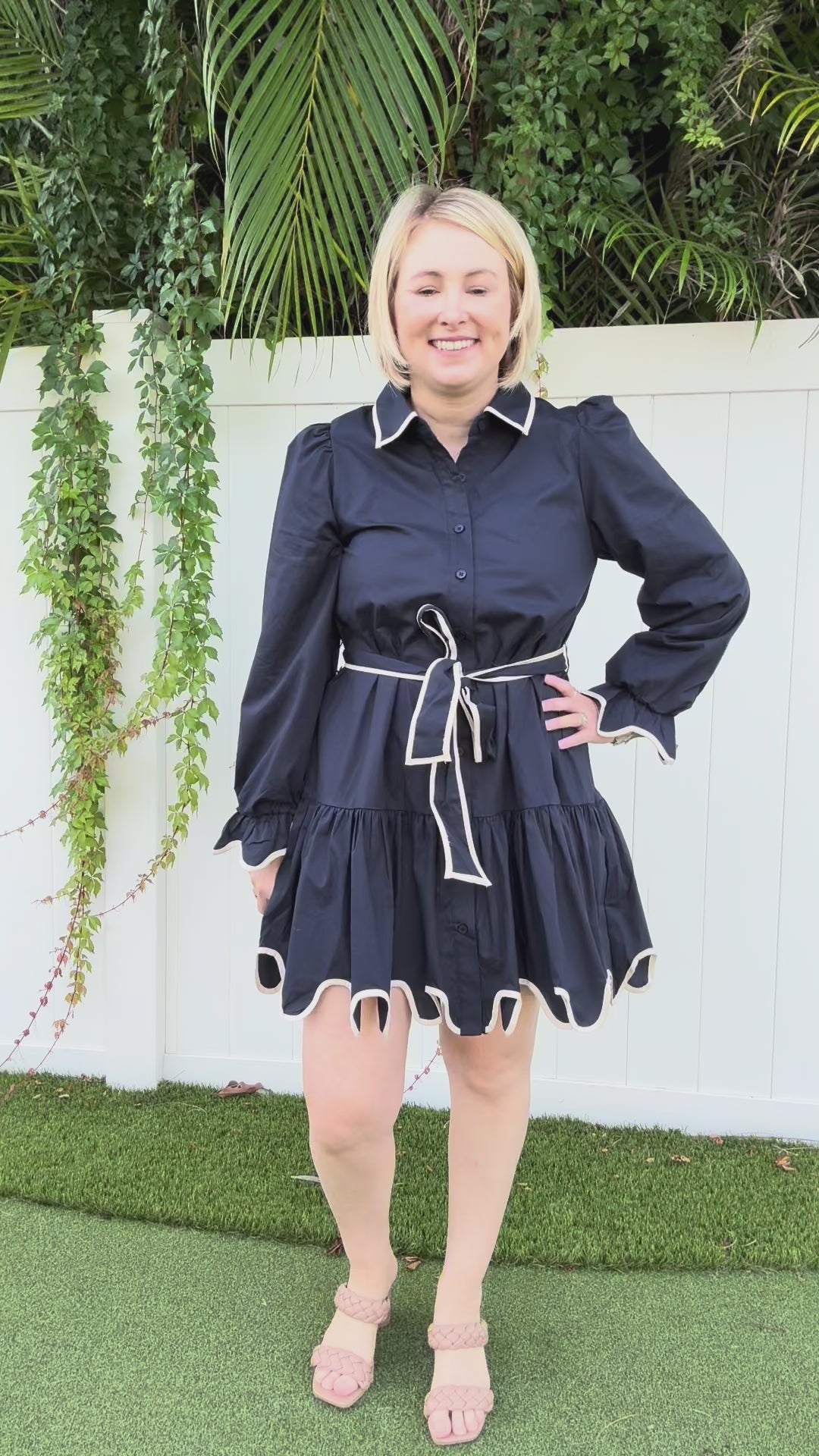 Scalloped in Navy Dress