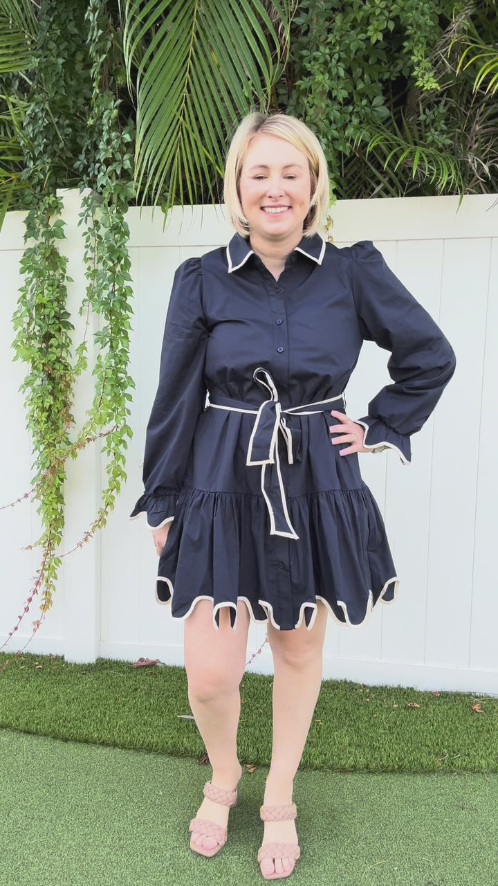 Scalloped in Navy Dress