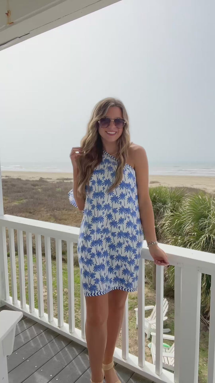 *PREORDER* Blue Lagoon Palm Dress - Reg & Curvy