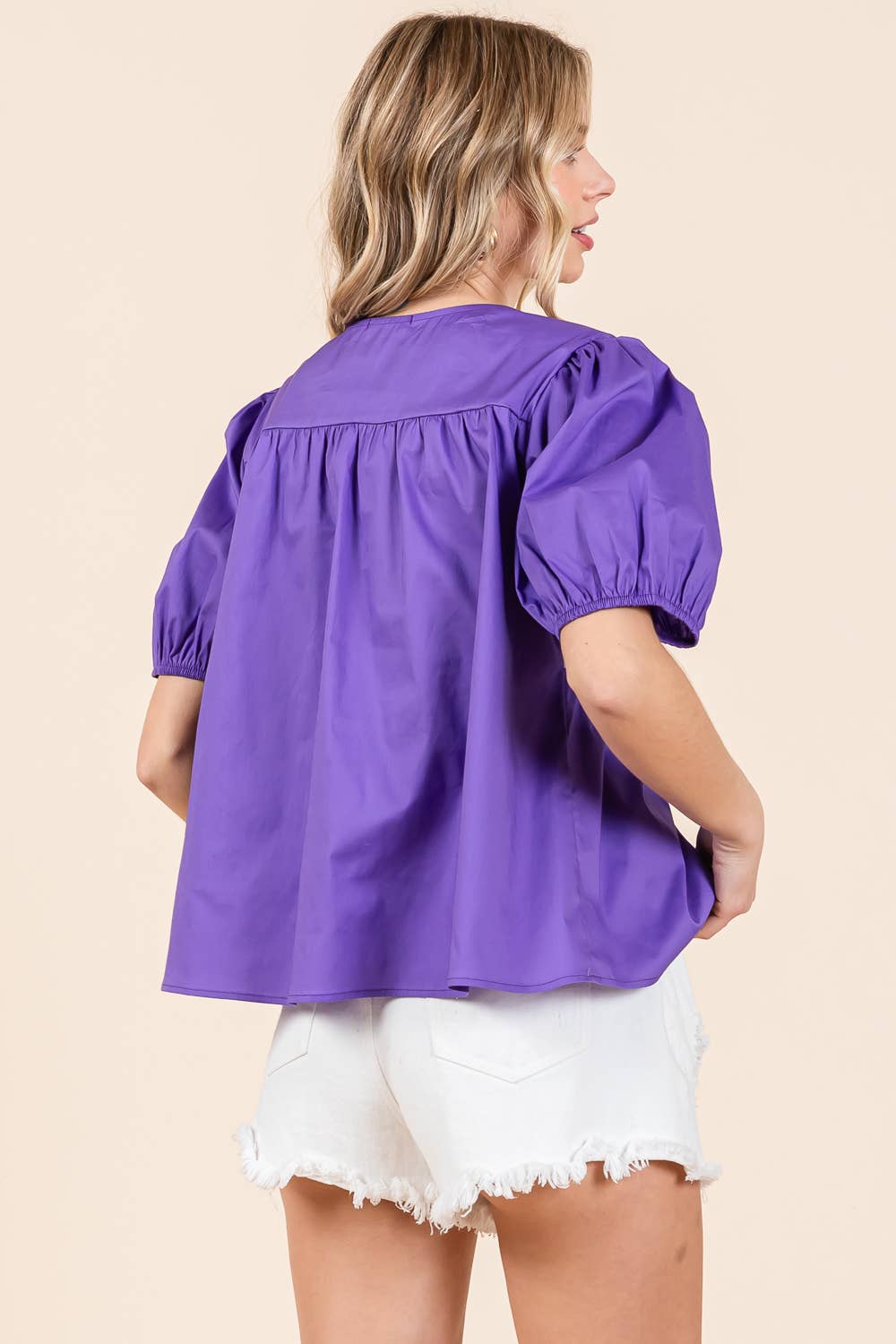 Purple Babydoll Top with White Bows - Lolo Viv Boutique