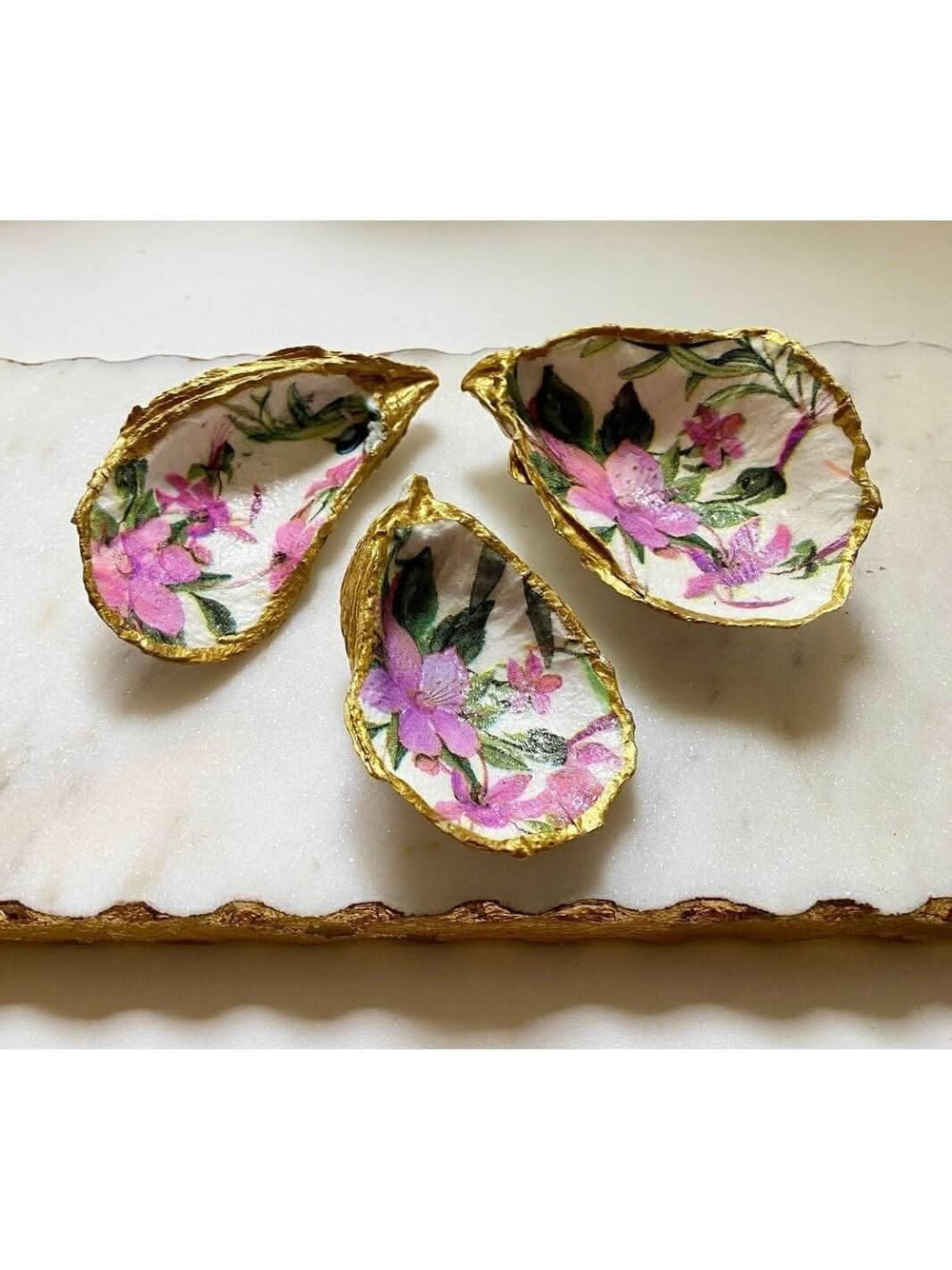 Purple Floral Oyster Shell Jewelry Dish - Lolo Viv Boutique