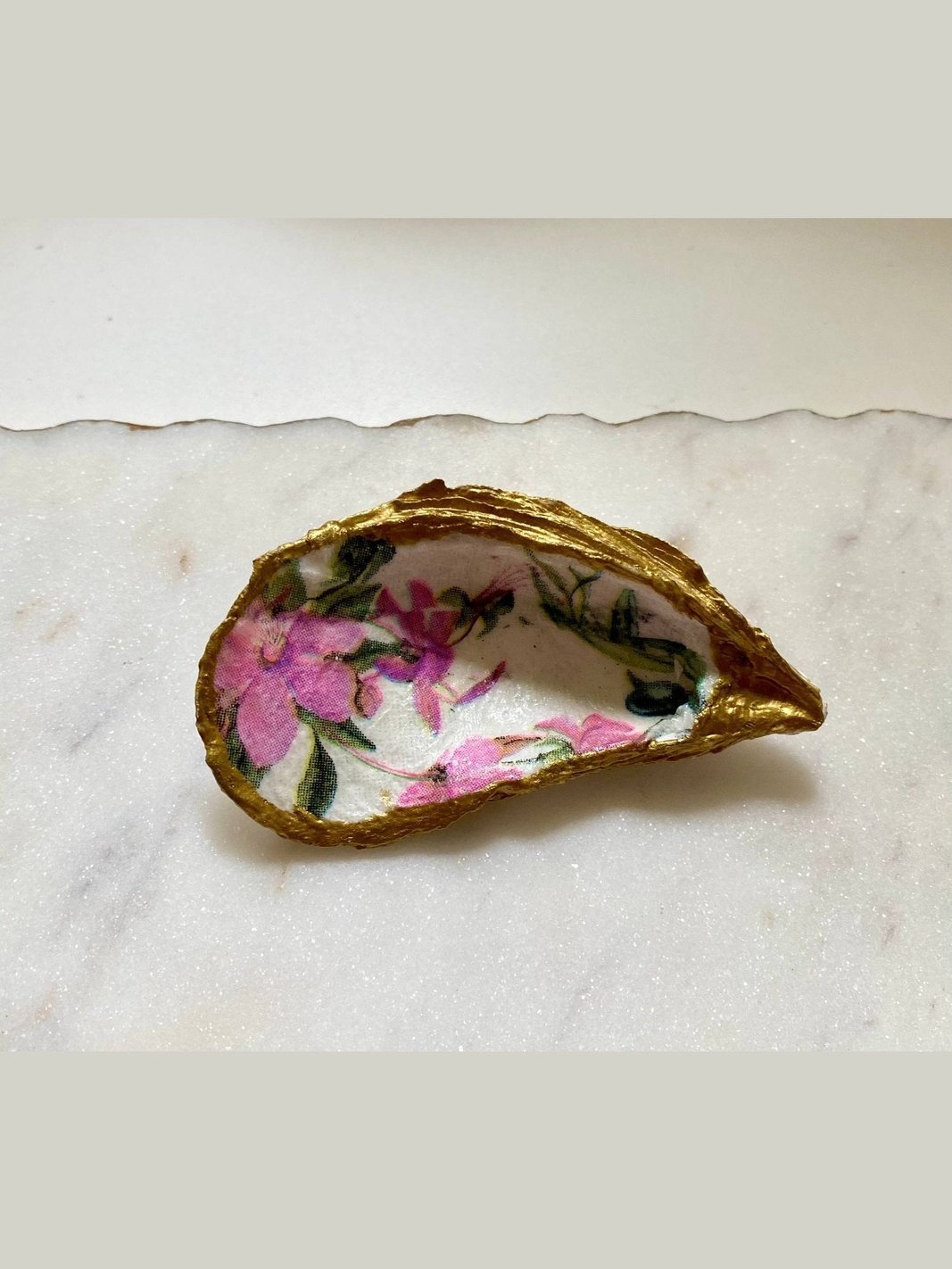 Purple Floral Oyster Shell Jewelry Dish - Lolo Viv Boutique