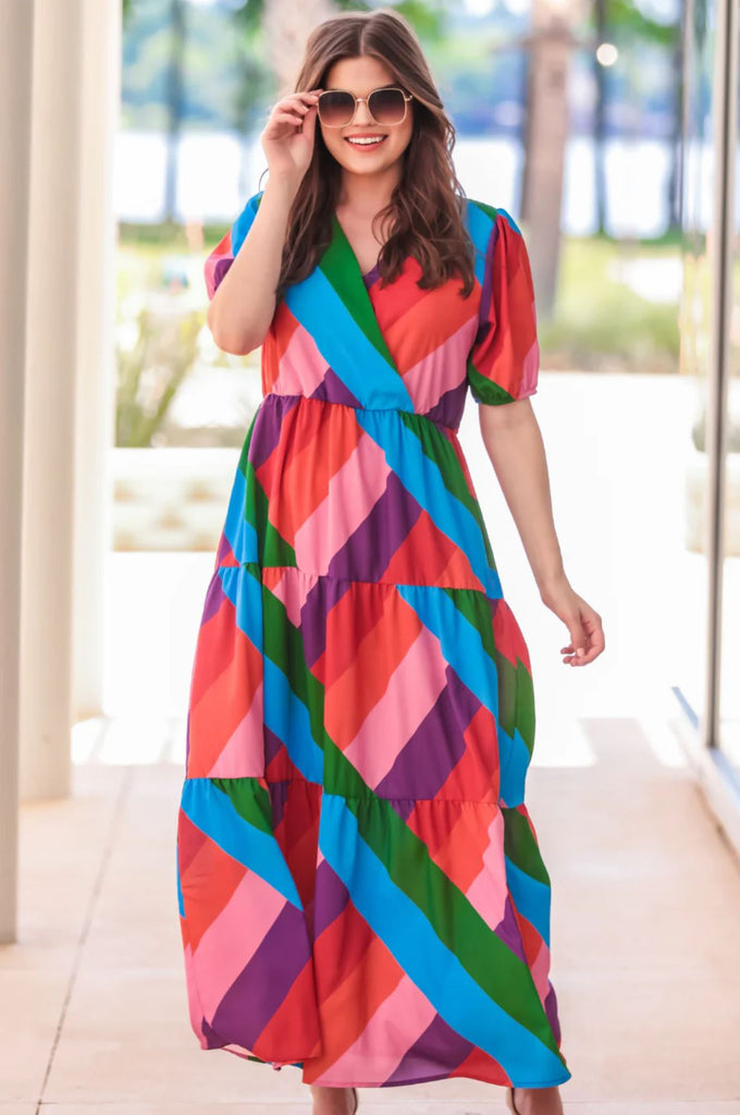 knee length dresses for ladies Rainbow Maxi Dress