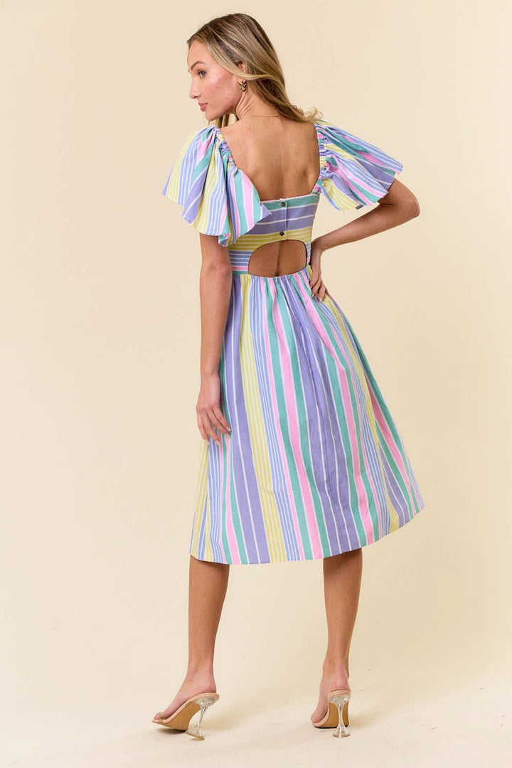 Rainbows Multi - Stripe Midi Dress - Reg & Curvy - Lolo Viv Boutique