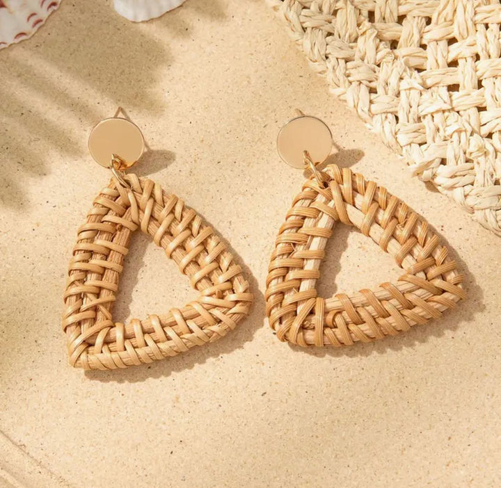 Rattan Triangle Earrings - Lolo Viv Boutique