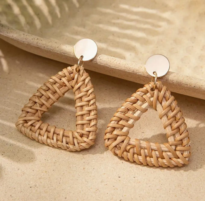 Rattan Triangle Earrings - Lolo Viv Boutique