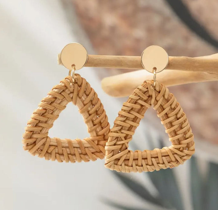 Rattan Triangle Earrings - Lolo Viv Boutique