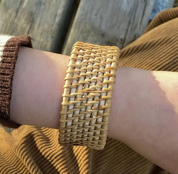 Rattan Woven Cuff Bracelet - Lolo Viv Boutique