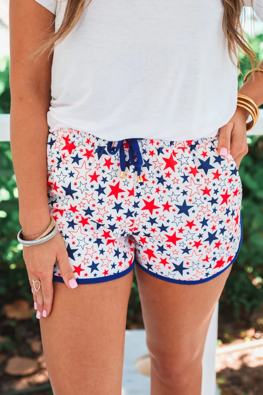 Red, White & Blue Star Shorts - Curvy - Lolo Viv Boutique
