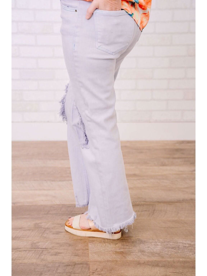 Risen - High Rise Distressed Straight Pants - Lolo Viv Boutique