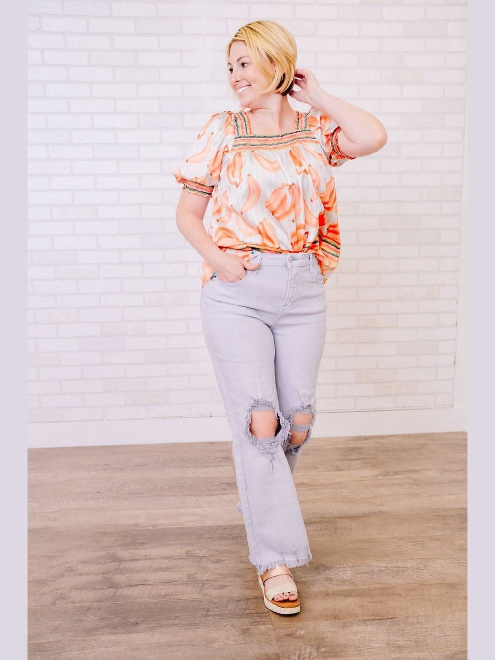 Risen - High Rise Distressed Straight Pants - Lolo Viv Boutique