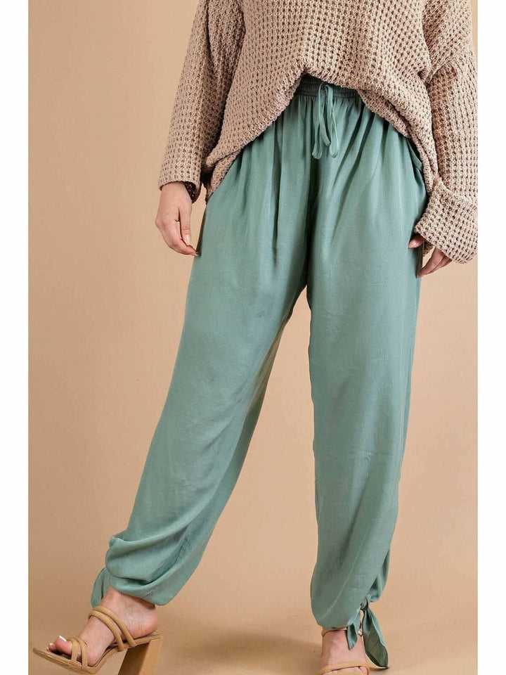 Sage Tie Bottom Pants - Curvy - Lolo Viv Boutique