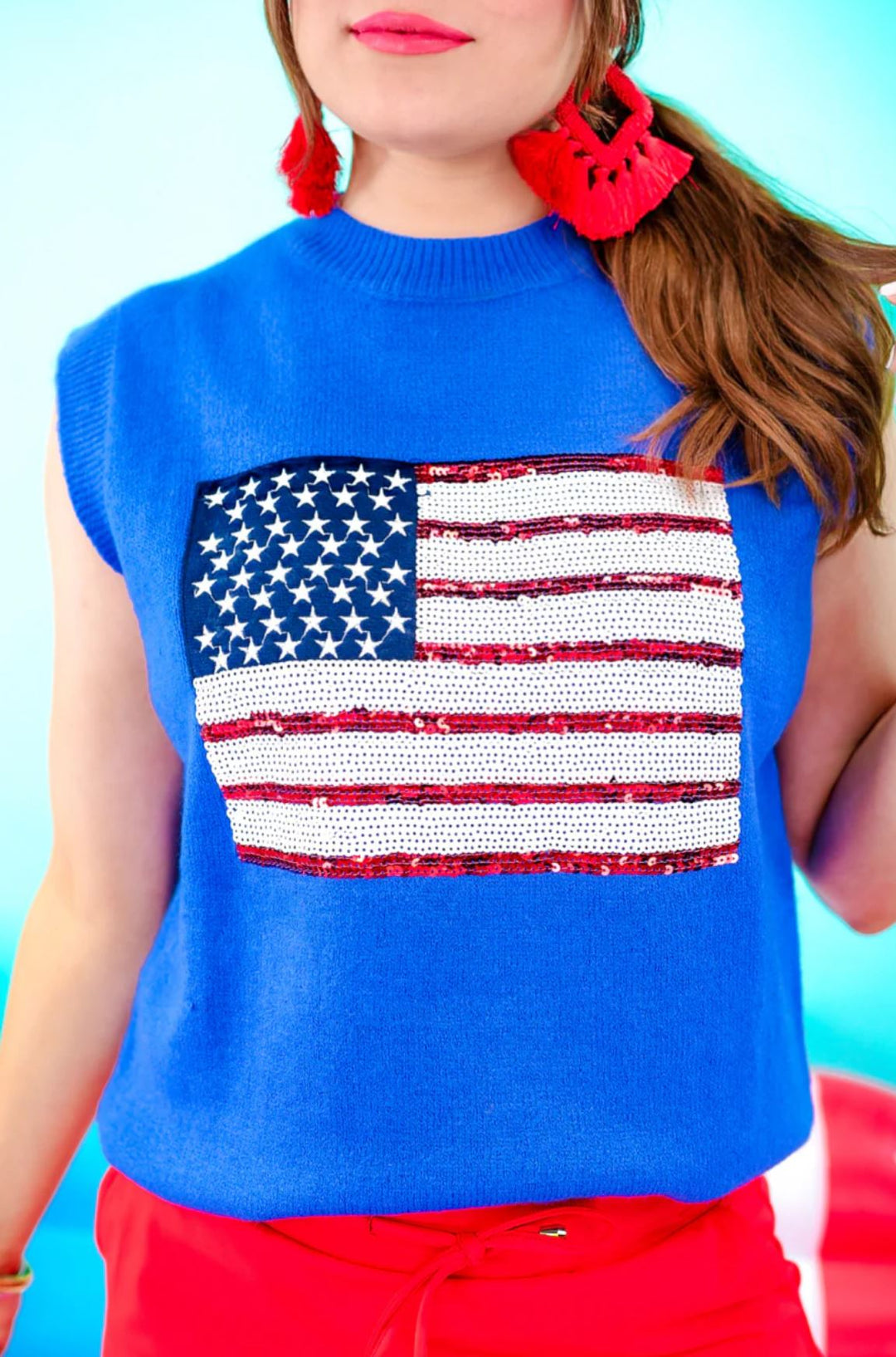 Sequin American Flag Top - Reg & Curvy - Lolo Viv Boutique