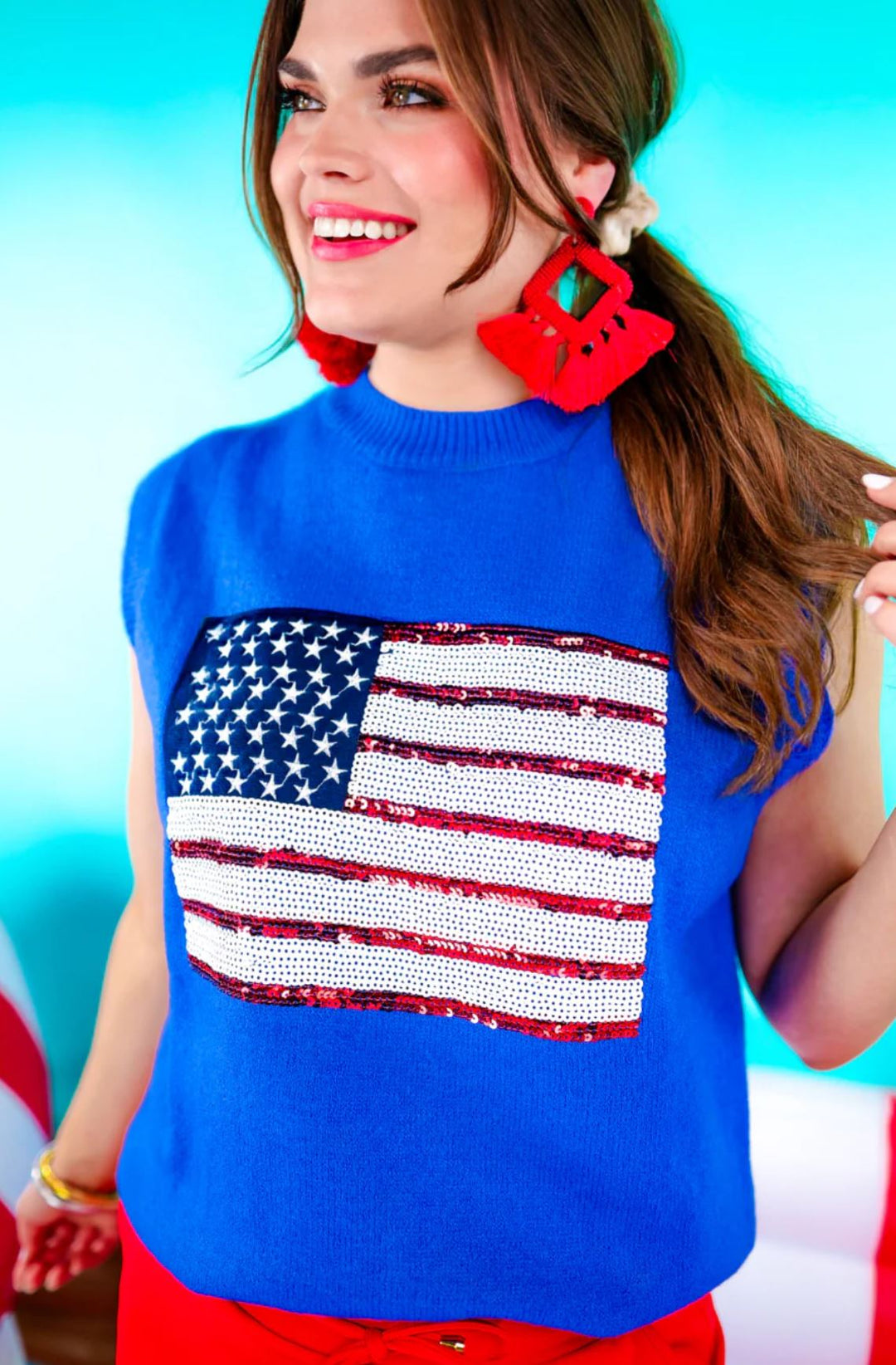 Sequin American Flag Top - Reg & Curvy - Lolo Viv Boutique