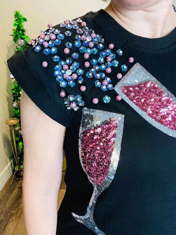Sequined & Beaded Champagne Glass Dress - Lolo Viv Boutique